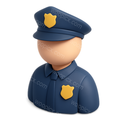 Stylized 3D Police Officer Icon with Badge