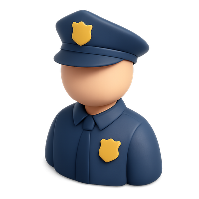 Stylized 3D Police Officer Icon with Badge