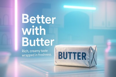 Promotional Image Featuring Butter Package with Freshness Theme