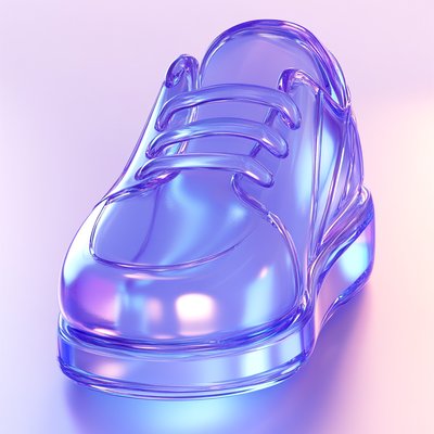 Stylized 3D Transparent Shoe Render with Soft Lighting