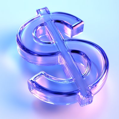 Stylized Glassy Dollar Sign Icon