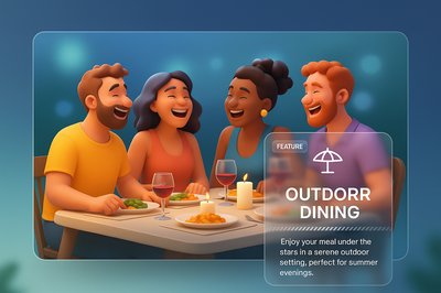 Friends Enjoying Summer Dinner at Outdoor Restaurant