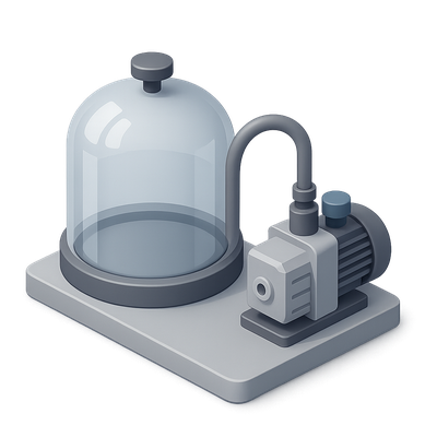 3D Isometric Vacuum Chamber Icon with Pump