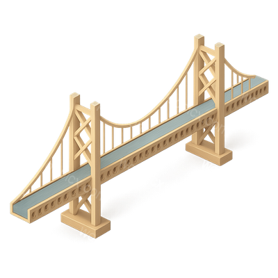 3D Isometric Icon of Akashi Bridge with Transparent Background