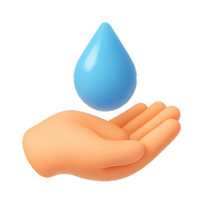 Stylized Water Drop Above a Hand Emblem