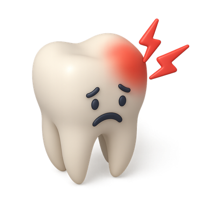 3D Icon of a Tooth with Pain Indication