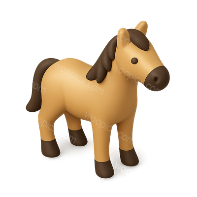 3D Buckskin Horse Icon in Isometric View