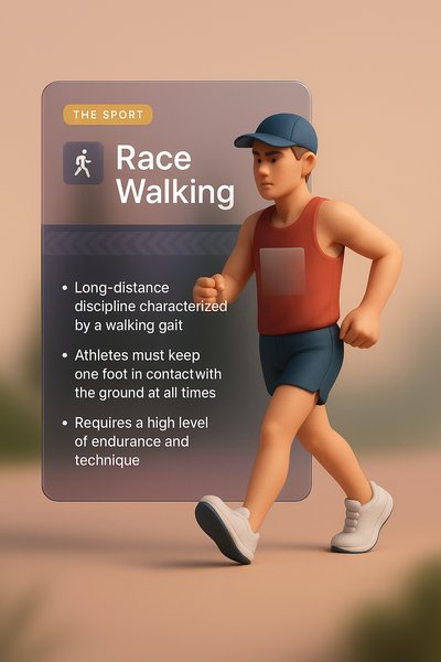 3D Illustration of Race Walking with Informative Overlay