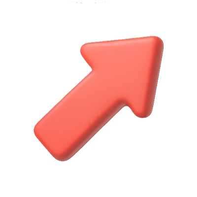 Stylized 3D Red Arrow Icon for Upward Direction