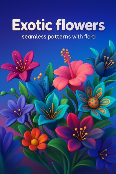 Vibrant 3D Exotic Flower Patterns for Textiles