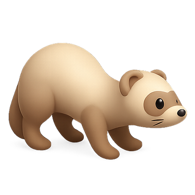 Cute Cartoon Ferret Character in Playful Pose