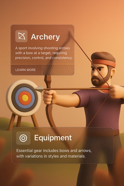 3D Illustration of Archery with Integrated Text Blocks
