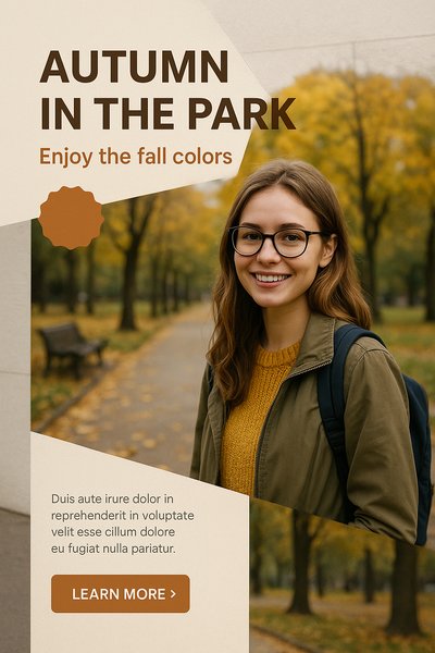 Autumn Park Stroll: Student with Glasses and Backpack
