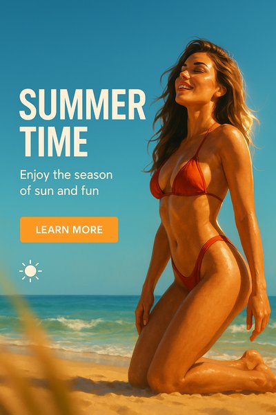 Vibrant Summer Themed Social Media Post Featuring Beach Fun
