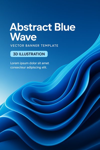 Stylish Abstract Blue Wave Vector Banner Template