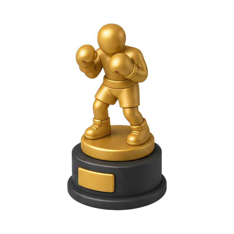 championship boxing trophy display