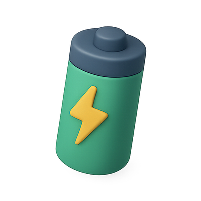 Stylized Battery Icon with Lightning Bolt Design