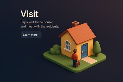 Realistic 3D Scene of a House Visit with Engaging Elements