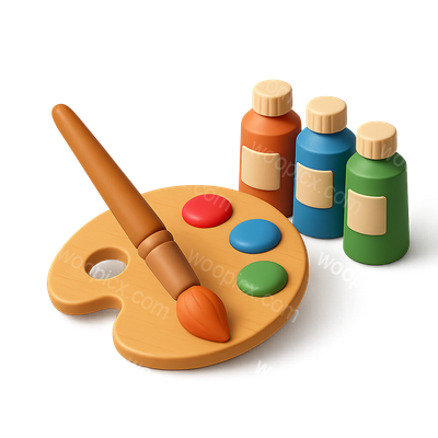 Colorful 3D Art Palette and Brushes Icon