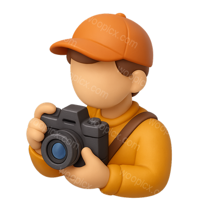 3D Icon of a Film Photographer Holding Camera