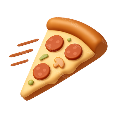 3D Iconic Pizza Slice with Motion Lines