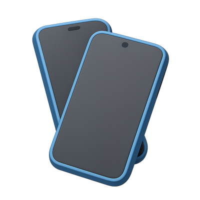 Stylized 3D Icon of Overlapping Smartphones in Isometric View