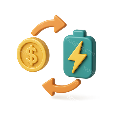 3D Icon of Money Exchange with Energy Concept