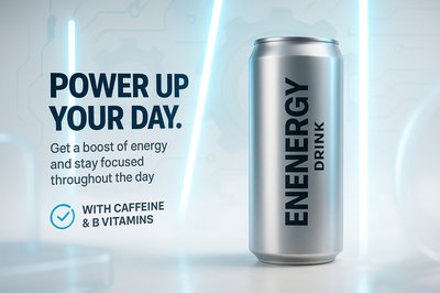 Energy Drink Promotional Image with Modern Design