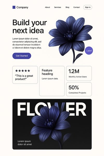 Modern Landing Page Design with Floral Elements