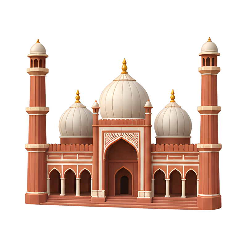 Stunning red mosque with domes