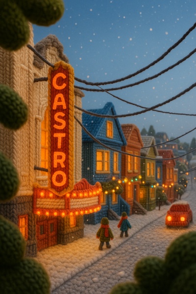 Whimsical Winter Scene in Castro District, San Francisco
