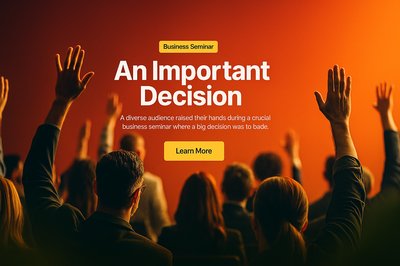 Audience Engagement at Business Seminar with Raised Hands