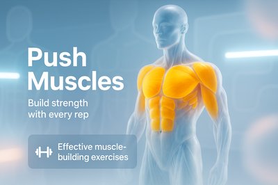 Illustrative Fitness Graphic Highlighting Push Muscles