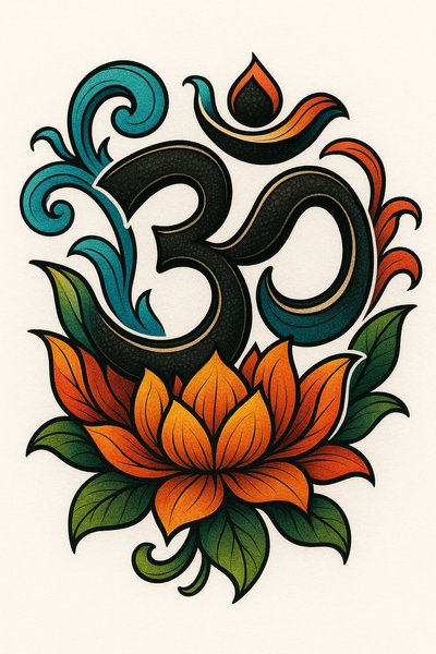 Intricate Mandala Art Featuring Om Symbol and Lotus Design