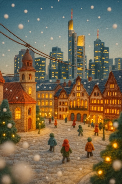 Charming Winter Scene in Frankfurt City Centre