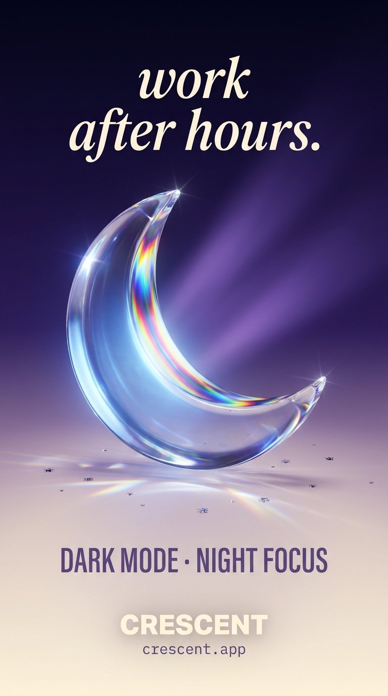 Polished glass crescent moon poster