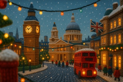 Magical Winter Scene in Downtown London