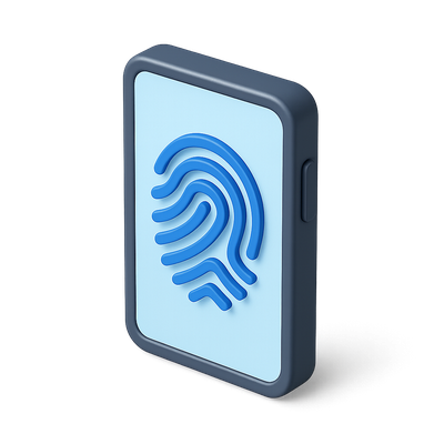 Stylized 3D Fingerprint Icon with Volumetric Design