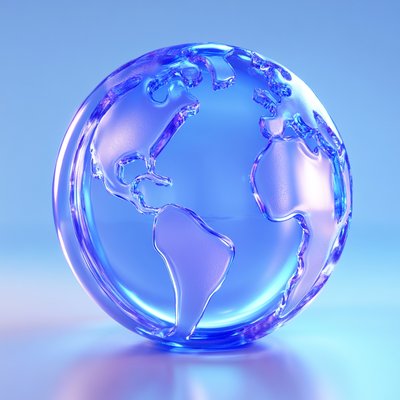3D Render of a Transparent Blue Globe