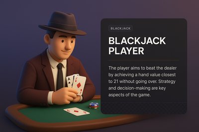3D Illustration of a Blackjack Player at the Table