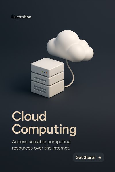 3D Cloud Computing Scene with Minimalist Design