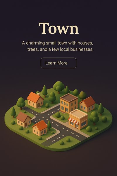 Charming 3D Town Scene with Houses and Trees