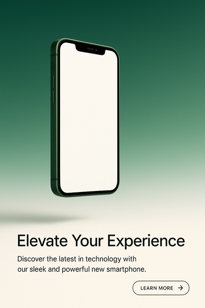 Stylish Green Smartphone Floating on Gradient Background