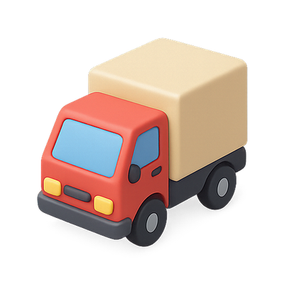 3D Render of a Colorful Delivery Truck with Box