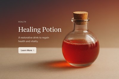 Stylish Healing Potion Design for Web Page