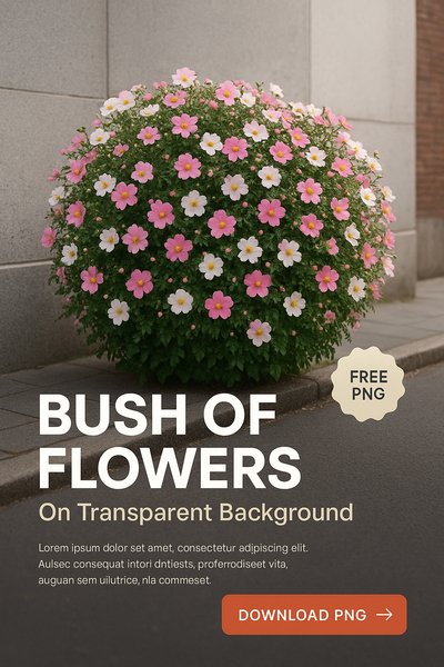 Realistic Flower Bush with Clear Design Elements
