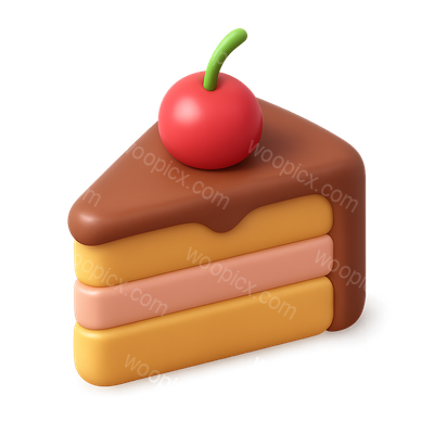 Stylish 3D Cake Icon with Cherry on Top