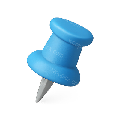 Blue Push Pin Icon with Realistic Texture