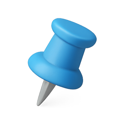 Blue Push Pin Icon with Realistic Texture