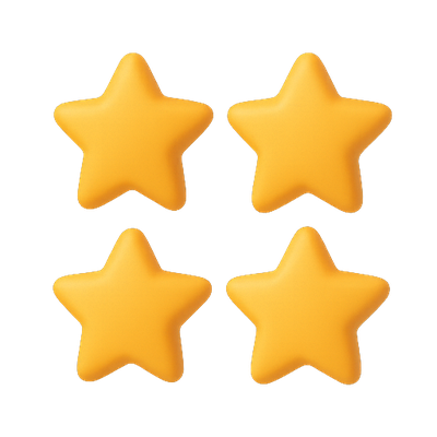 Set of Four 3D Yellow Star Icons